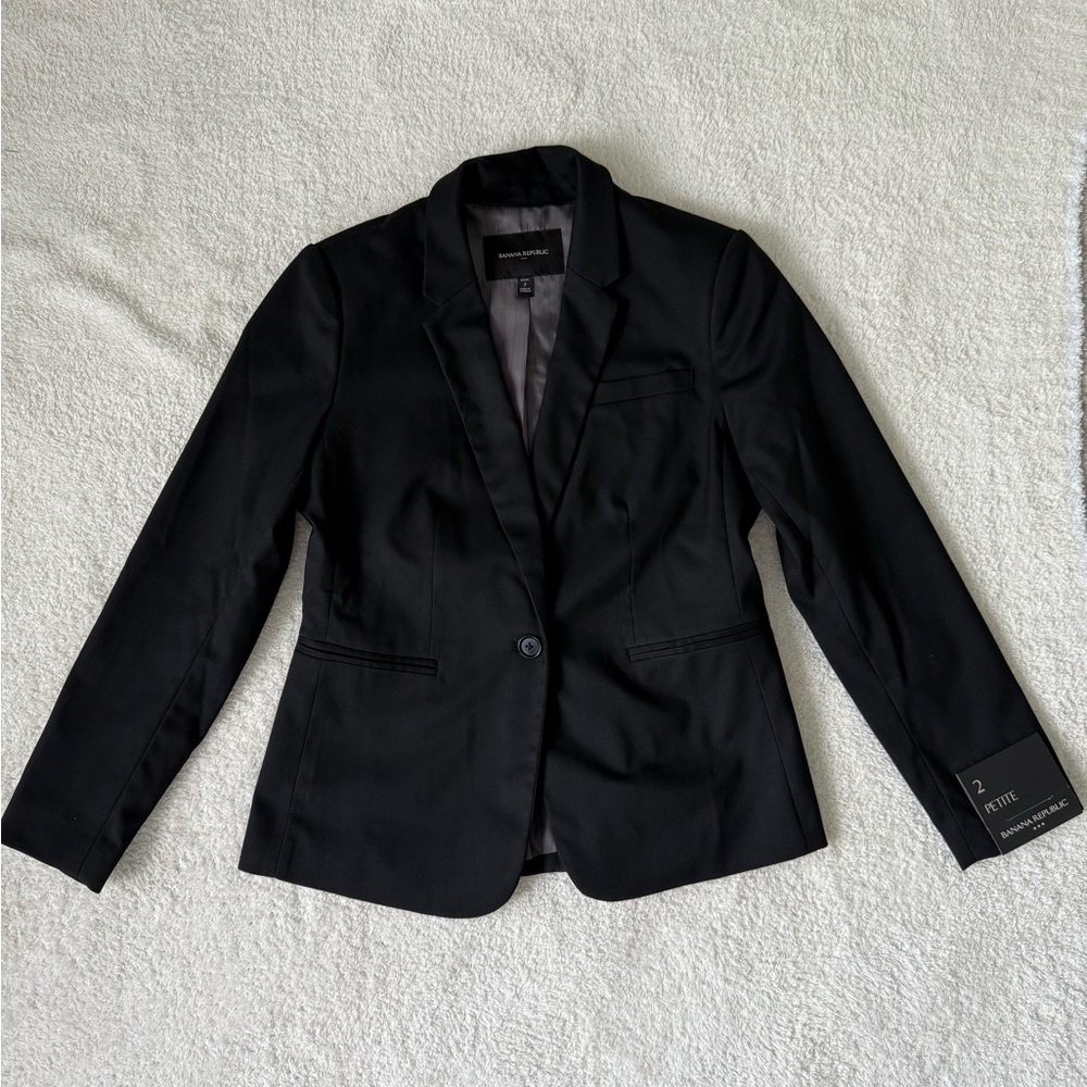 NWT banana republic factory black suit blazer size 2p